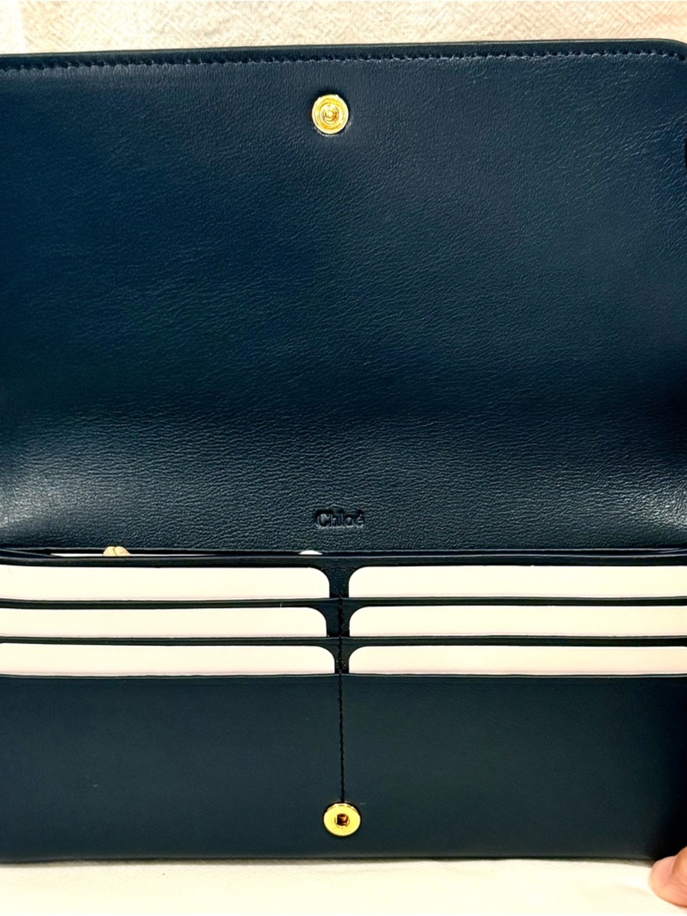 NWT Chloé Vick Long Flap Wallet in a Dark Blue Leather - Picture 3 of 9